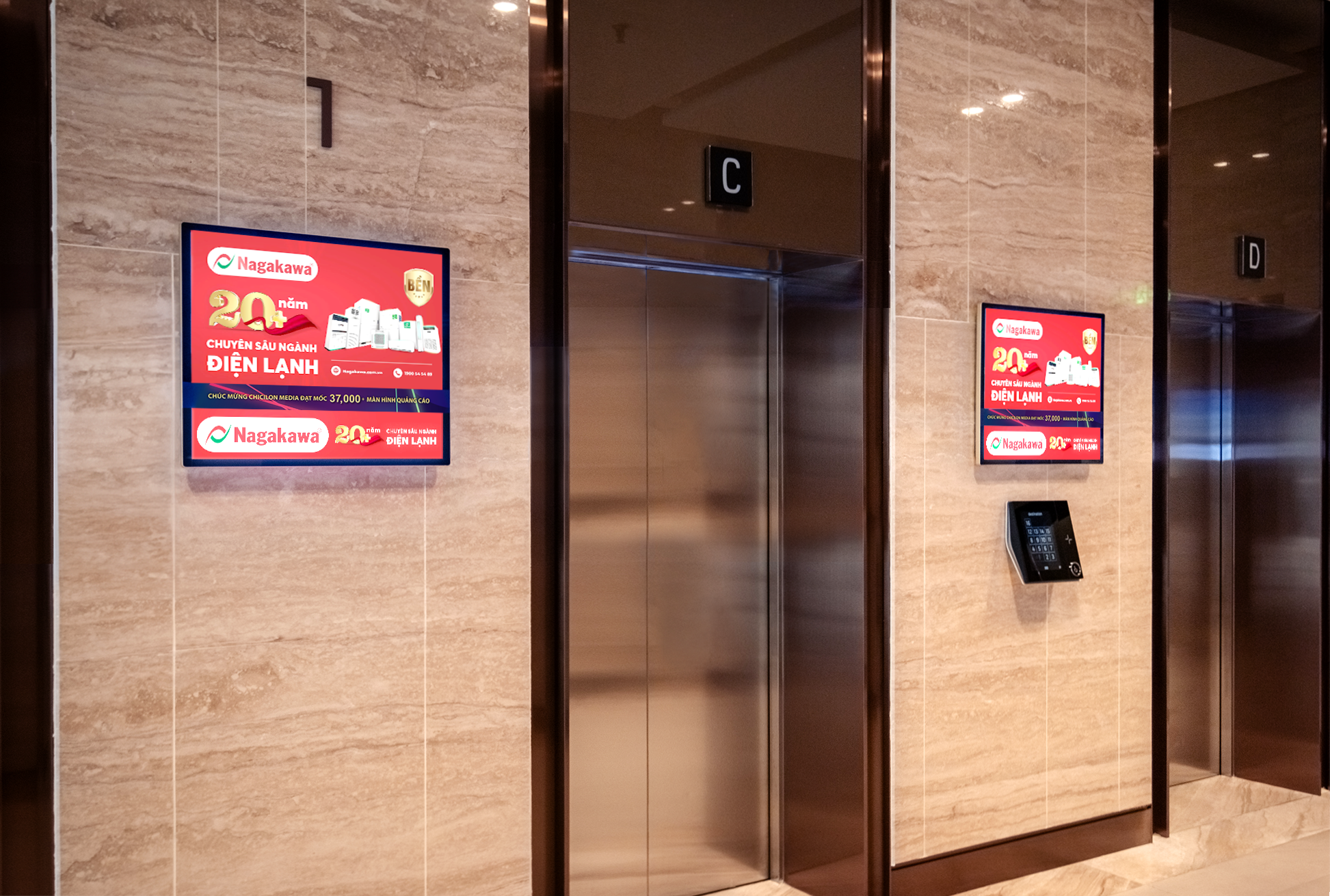 Chicilon Media's advertising screens system in high-end buildings