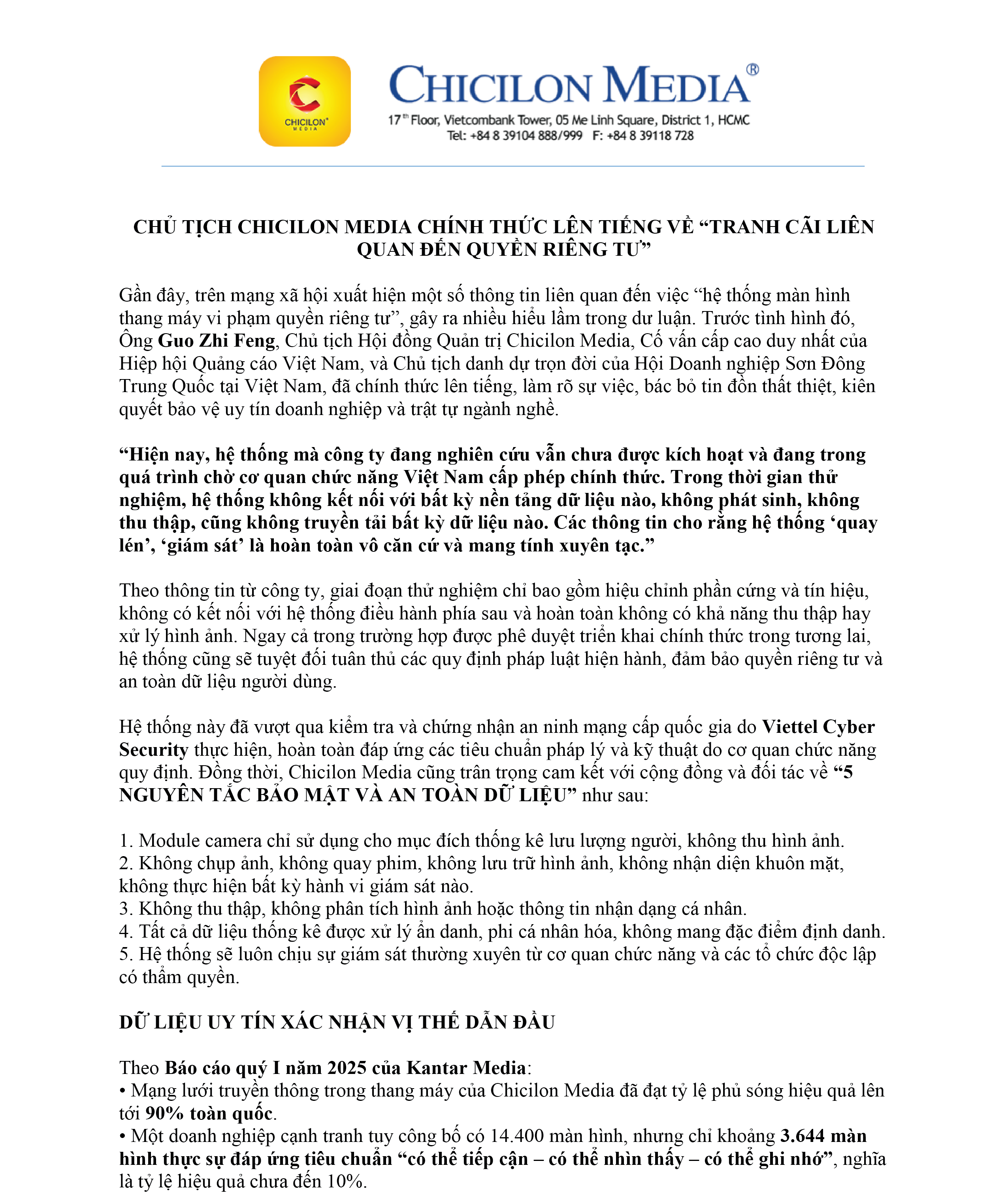 CHỦ TỊCH CHICILON MEDIA CHÍNH THỨC LÊN TIẾNG